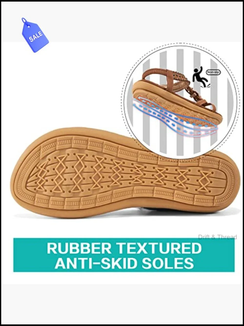 Boho Gladiator Sandals Memory Foam Non Slip Flats Wedding Shoes